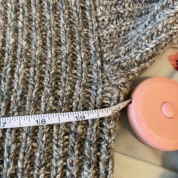 Vintage Y2K Cassini Wool Blend M Grey Chunky Knit Toggle Clasp Long Cardigan - Picture 9 of 10